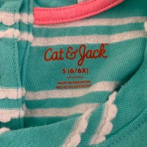 Cat & Jack blue dress with white ruffles.